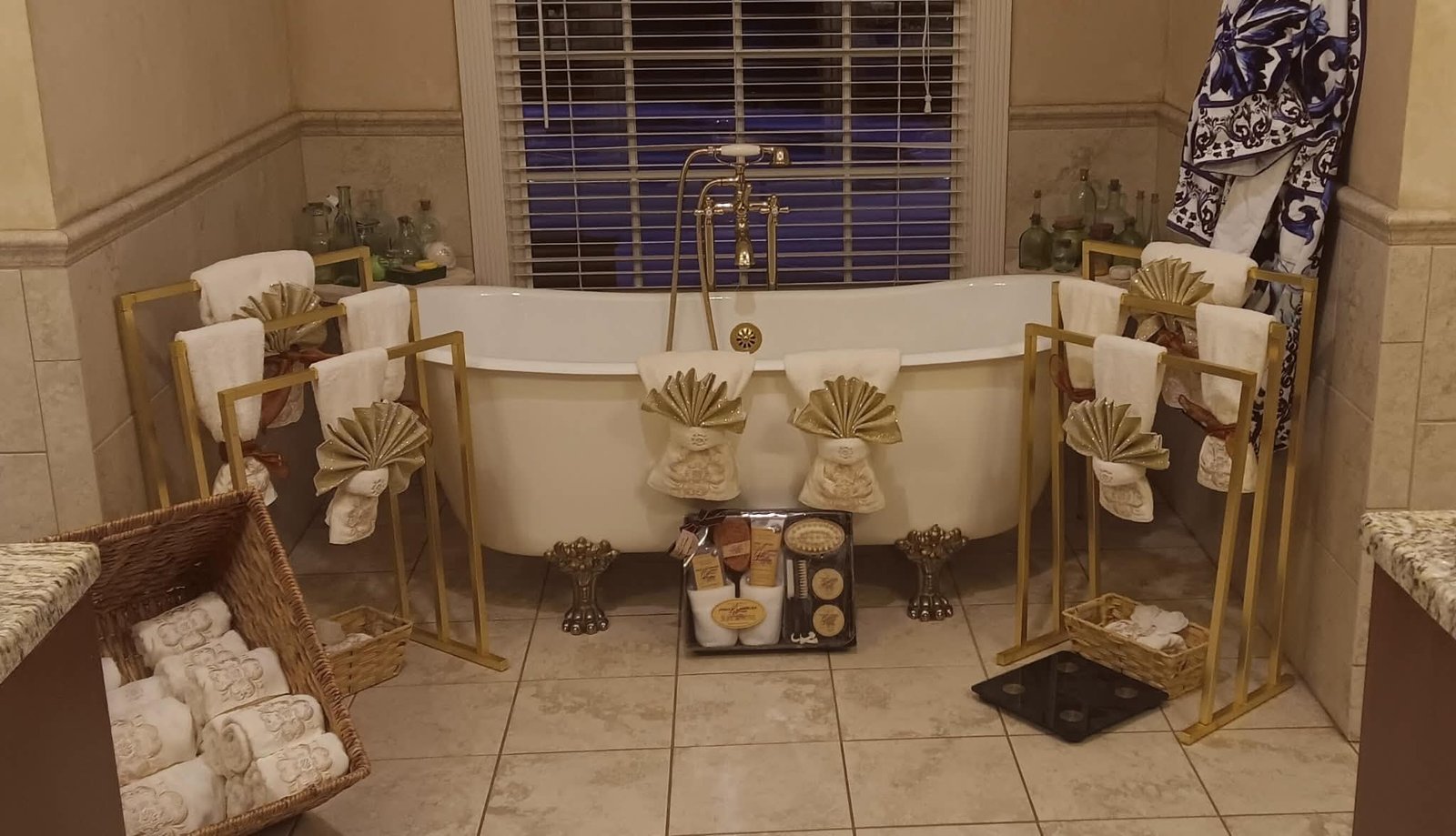 Spa-style bathroom with soaking tub