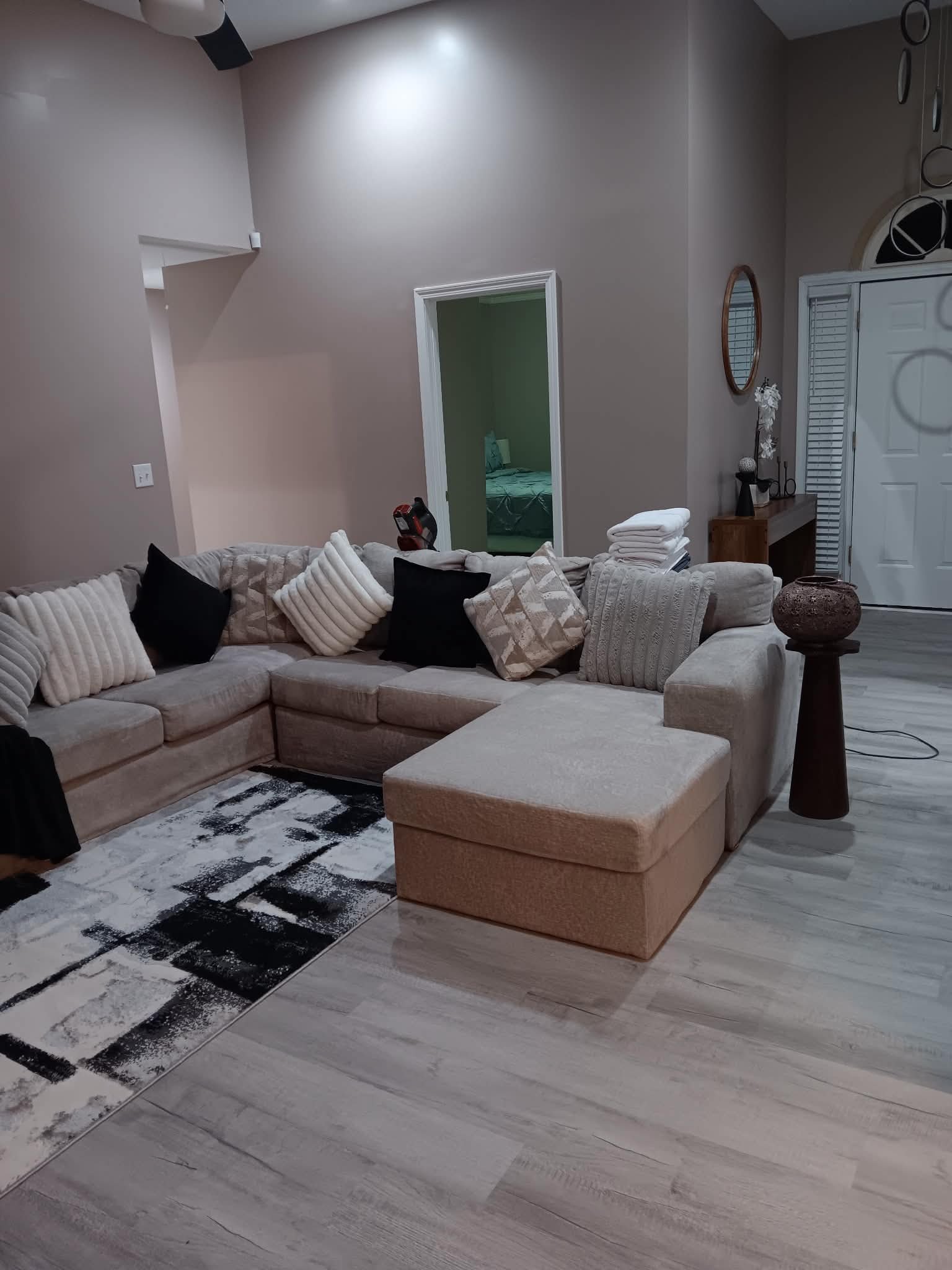 Spotless living room with sectional sofa